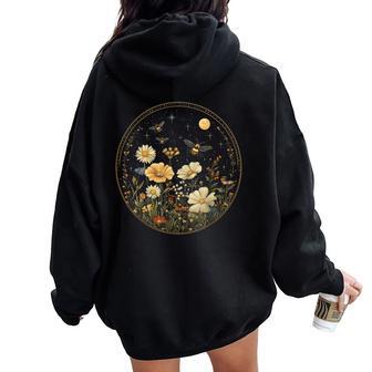 Bees Wildflowers Cottagecore Vintage Flower Beekeeper Women Oversized Hoodie Back Print - Thegiftio UK