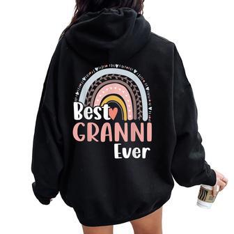 Best Granni Ever Mother's Day Mom Grandma Heart Boho Rainbow Women Oversized Hoodie Back Print - Thegiftio UK
