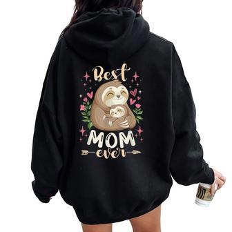 Best Mom Ever Sloth Mother & Child Mother's Day Women Oversized Hoodie Back Print - Thegiftio UK