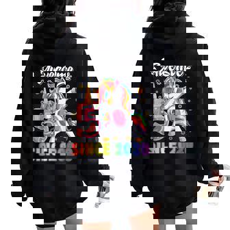 Birthday Girl 5 Years Old Unicorn 5Th Bday Girls Party Women Oversized Hoodie Back Print - Thegiftio