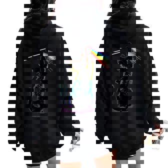 Black Cat Rainbow Light Prism Science Lover Physics Lgbt Women Oversized Hoodie Back Print - Thegiftio UK