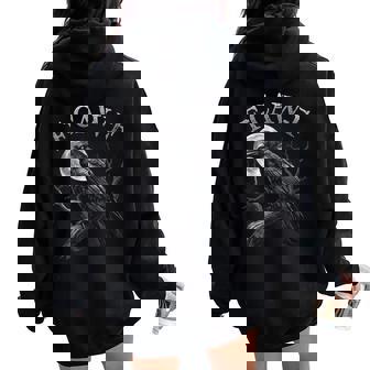 Black Crow F-Caw-F Black Bird Moon Gothic Adult Humor Women Oversized Hoodie Back Print | Mazezy