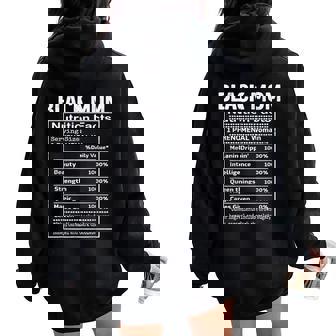 Black Mom Nutrition Facts History Month Proud Mama's Day Women Oversized Hoodie Back Print - Thegiftio
