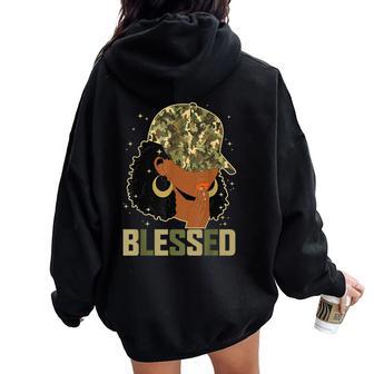 Blessed Black Woman Praying African Christian Camouflage Women Oversized Hoodie Back Print - Thegiftio UK