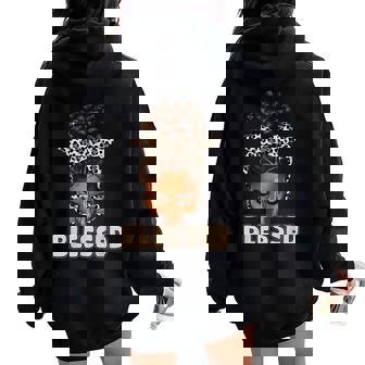 Blessed Black Woman Praying Afro African American Christian Women Oversized Hoodie Back Print - Thegiftio