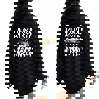 Blessed To Be Called Momma Floral Arrow Women Oversized Hoodie Back Print - Thegiftio