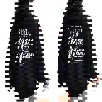 Blessed Mom And Mema Grandma Grandmother Heart Women Oversized Hoodie Back Print - Thegiftio