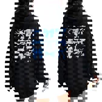 Blue Bow And Ribbon Cute Graphic Girls Coquette Mom Women Oversized Hoodie Back Print | Seseable CA
