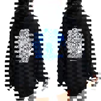 Blue Field Day Blue Team Color Field Trip Teacher Student Women Oversized Hoodie Back Print - Thegiftio