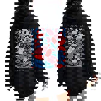 Boho Floral Freedom Democracy Truth Patriotic 4Th Of July Women Oversized Hoodie Back Print | Mazezy