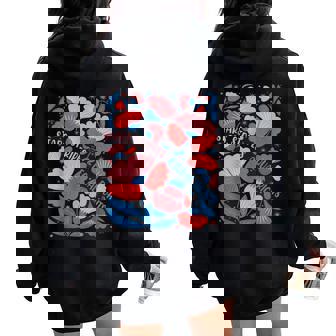 Boho Floral Stars Stripes And Equal Rights 4Th Of July Women Oversized Hoodie Back Print | Mazezy