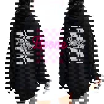 Boone Checkered First Name-D Boy Girl Birth-Day Women Oversized Hoodie Back Print | Seseable UK