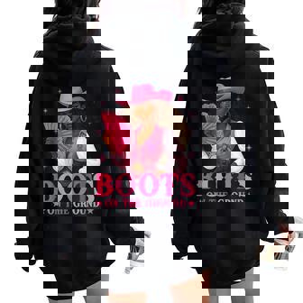 Boots On The Ground Pink Cowgirl Breast Cancer Western Women Women Oversized Hoodie Back Print - Thegiftio