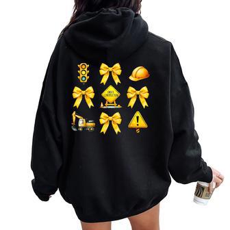 Bow Coquette Construction Worker Construction Women Oversized Hoodie Back Print - Thegiftio UK