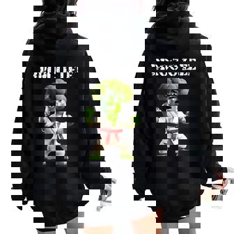 Brocoli Fait Karate Broco Lee Jeu De Motségétarienégétalien Amusant Sweat à capuche oversize pour femme avec imprimé dans le dos - Cadeauxyz