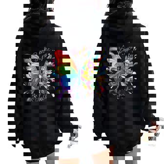 Broken Crayons Still Colors Mental Health Rainbow Butterfly Women Oversized Hoodie Back Print | Mazezy