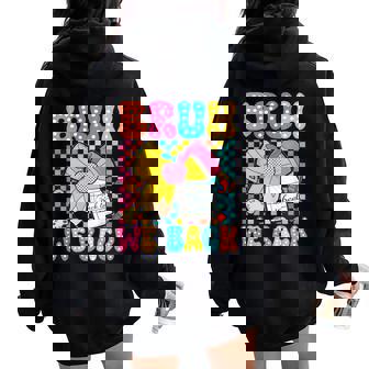 Bruh We Back Pencil Bow Back To School Teacher Boys Girls Women Oversized Hoodie Back Print | Mazezy