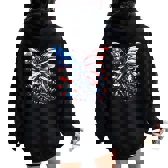 Butterfly Usa Flag Cute 4Th Of July American Butterfly Women Oversized Hoodie Back Print | Mazezy