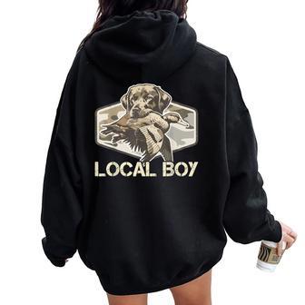 Camo Southern Local Boy Duck Hunting Black Lab Outdoor Men Women Oversized Hoodie Back Print - Thegiftio UK