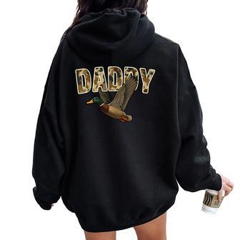 Camouflage Vintage Mallard Duck Retro Camo Hunting Daddy Women Oversized Hoodie Back Print - Thegiftio UK