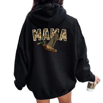 Camouflage Vintage Mallard Duck Retro Camo Hunting Mama Women Oversized Hoodie Back Print - Thegiftio UK