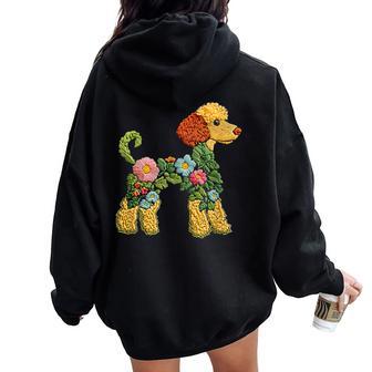 Caniche Flor Divertido Perroilueta Floral Es Hombres Women Oversized Hoodie Back Print - Regaloses