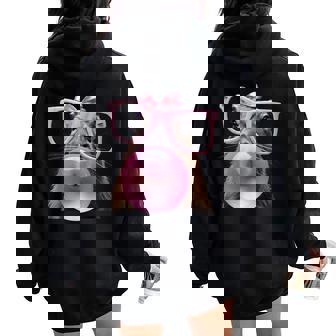 Capybara Cara Comer Goma De Mascar Y Hace Una Burbuja Capibara Es Women Oversized Hoodie Back Print - Regaloses