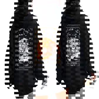 Carte De Tarot Avec Lion Mignon Et Fille Amoureux Des Animaux Mystiques Sweat à capuche oversize pour femme avec imprimé dans le dos - Cadeauxyz