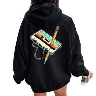 Cassette Fiesta Des Los 80 90 Retro Disfraz Cuello Women Oversized Hoodie Back Print - Regaloses