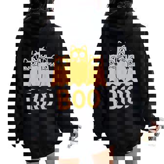 Cat ゴーストブー キュート キティ 猫好き ハロウィン 女性 男性 レディース オーバーサイズ パーカー バックプリント - Kawaiitshirt