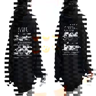 Cats & Coffee Lover Caffeine Quote Cattfees Cute Cat Women Oversized Hoodie Back Print - Thegiftio