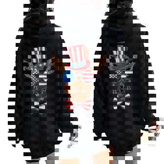 Chapeau Girafe 4 Juillet American Giraffe Usa Oncle Sam Sweat à capuche oversize pour femme avec imprimé dans le dos - Cadeauxyz