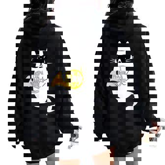 Chat Drôle Avec Lunettes Deoleil Musicien Cor D'harmonie Sweat à capuche oversize pour femme avec imprimé dans le dos - Cadeauxyz
