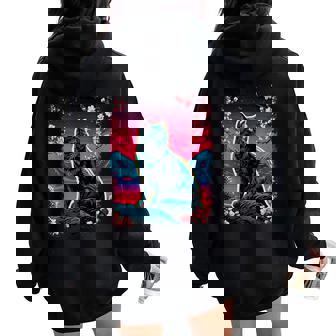 Chat Japonais Esthétique Pour Hommes S Enfantstyle Japonais Sweat à capuche oversize pour femme avec imprimé dans le dos - Cadeauxyz