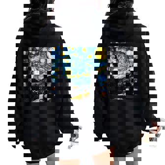 Chat Nuit Étoiléean Gogh Amoureux Des Chats Maman Papa Hommes S Sweat à capuche oversize pour femme avec imprimé dans le dos - Cadeauxyz