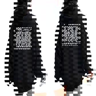Checkered Mama Black White Checker Print Women Oversized Hoodie Back Print - Thegiftio UK