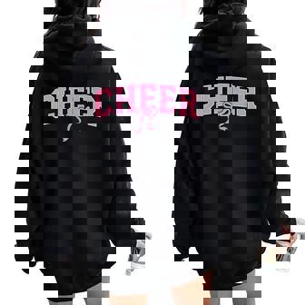 Cheer Coquette Bow Cheerleader Mom Cheerleading Lover Women Oversized Hoodie Back Print - Thegiftio