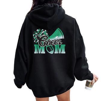 Cheer Mom Biggest Fan Cheerleader Black Green White Pom Pom Women Oversized Hoodie Back Print - Thegiftio UK