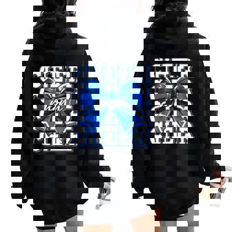 Cheer Mom Blue Bow Cheerleader Competition Game Day Women Oversized Hoodie Back Print | Mazezy