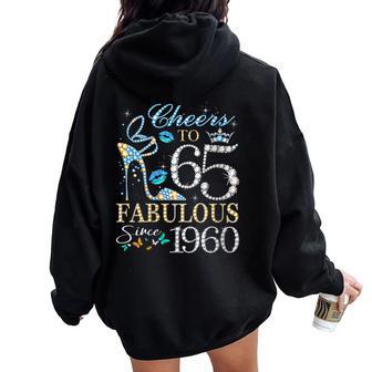 Cheers To 65 Years Old Est 1960 65Th Birthday Queen Women Oversized Hoodie Back Print - Thegiftio UK