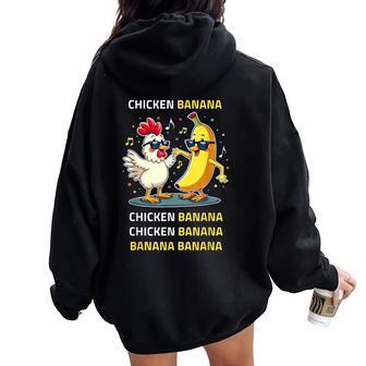 Chicken Banana Dance Women Oversized Hoodie Back Print - Thegiftio UK