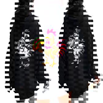Chicken Eating Taco Women Oversized Hoodie Back Print - Thegiftio UK
