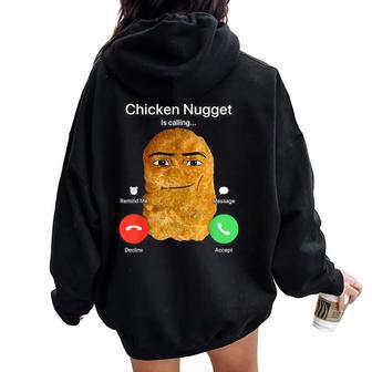 Chicken Nugget Is Calling Women Oversized Hoodie Back Print - Thegiftio UK