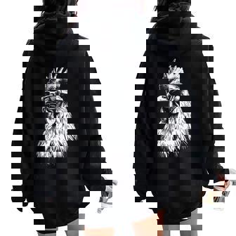Chicken With Sunglasses Women Oversized Hoodie Back Print - Thegiftio