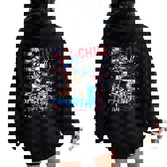 Chill The Fourth Out Skeleton Retro 4Th Of July Women Women Oversized Hoodie Back Print | Mazezy
