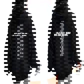 Christian Blessed Dad Cross Father's Day Best Dad Women Oversized Hoodie Back Print | Mazezy