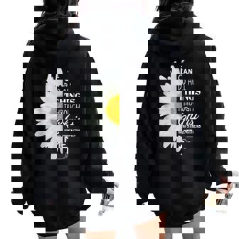 Christian Inspirational Christ Whotrengthens Me レディース オーバーサイズ パーカー バックプリント - Kawaiitshirt