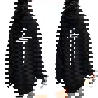 Christian Religious Jesus Christ Three Nails Cross Women Oversized Hoodie Back Print | Mazezy