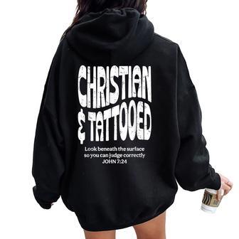 Christian And Tattooed Women Oversized Hoodie Back Print - Thegiftio UK