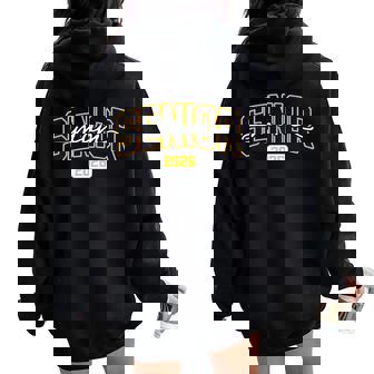 Class Of 2026 Senior Mom High School Graduation Black Gold Women Oversized Hoodie Back Print - Thegiftio